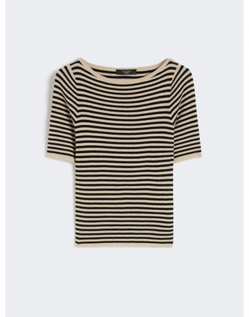 Young Ideas/Henmores - Waser Striped Short Sleeve Top - 018 Beige/Navy - S