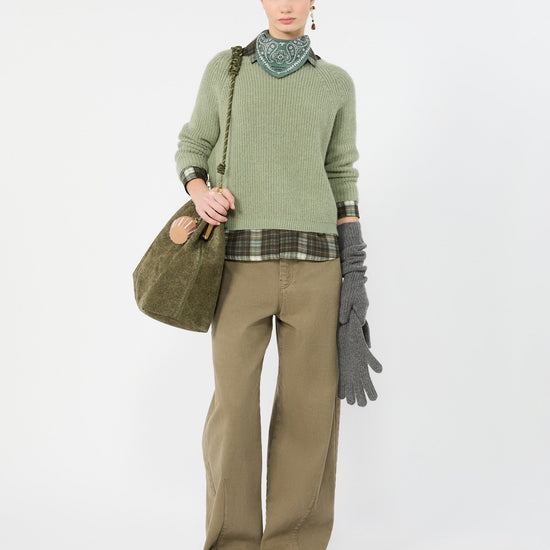Young Ideas & Henmores -Xeno Mohair Boat Neck Jumper -002 Sage Green -XS