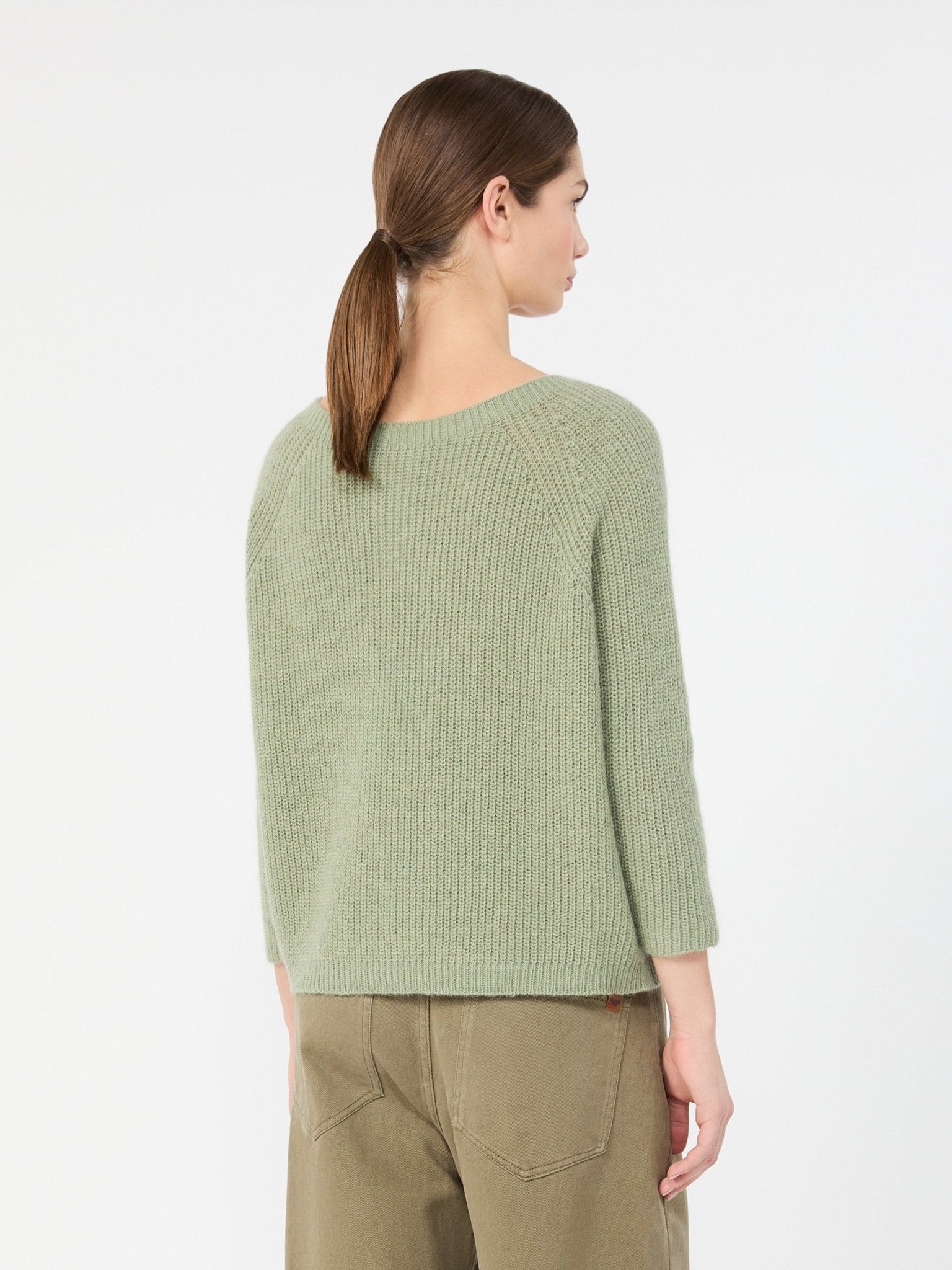 Young Ideas & Henmores -Xeno Mohair Boat Neck Jumper -002 Sage Green -XS