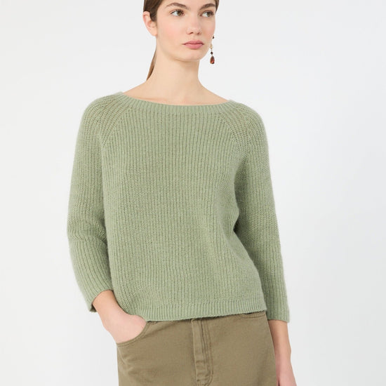 Young Ideas & Henmores -Xeno Mohair Boat Neck Jumper -002 Sage Green -XS