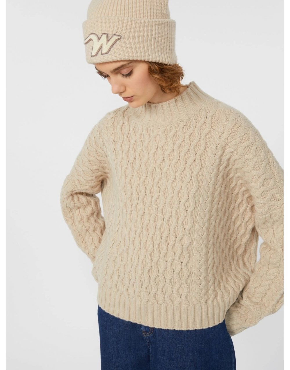 Young Ideas/Henmores - Yard Cable Textured Wool Jumper - 002 Beige - XS