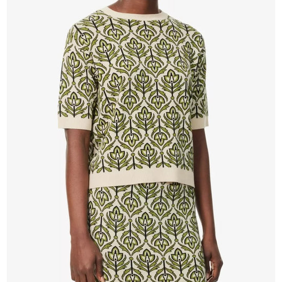 Young Ideas/Henmores - Zufolo Deco Print Short Sleeve Jumper - 011 Green Deco - S