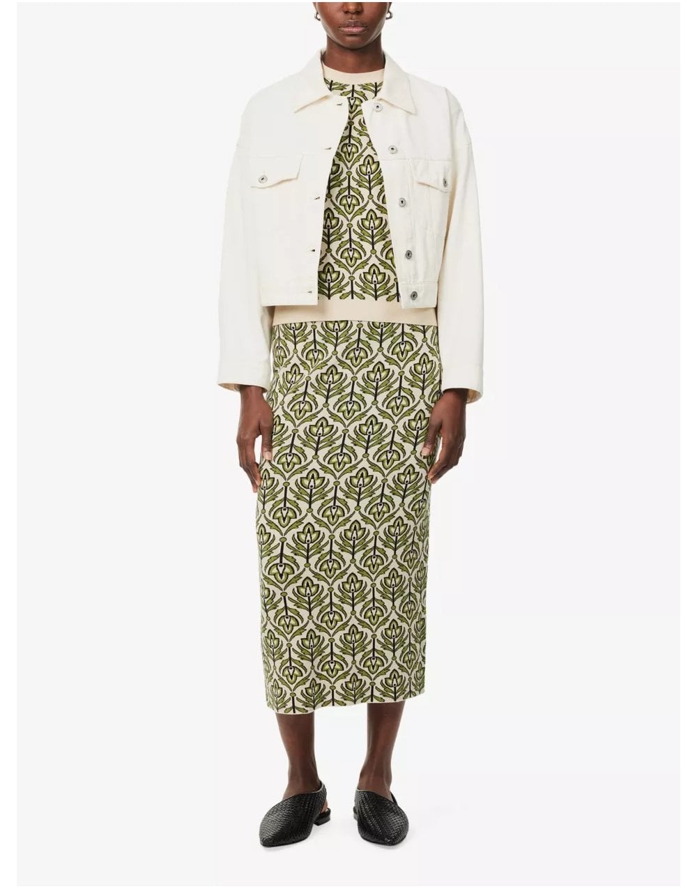 Young Ideas/Henmores - Zufolo Deco Print Short Sleeve Jumper - 011 Green Deco - S