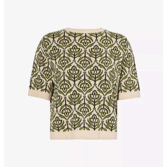 Young Ideas/Henmores - Zufolo Deco Print Short Sleeve Jumper - 011 Green Deco - S