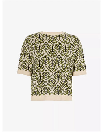 Young Ideas/Henmores - Zufolo Deco Print Short Sleeve Jumper - 011 Green Deco - S