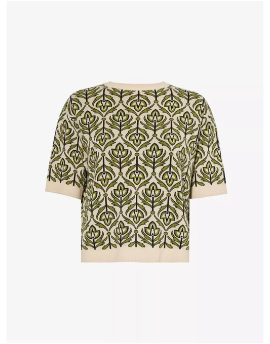 Young Ideas/Henmores - Zufolo Deco Print Short Sleeve Jumper - 011 Green Deco - S