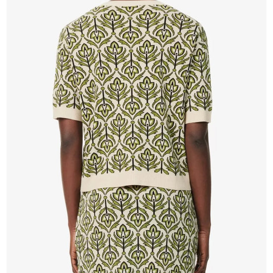 Young Ideas/Henmores - Zufolo Deco Print Short Sleeve Jumper - 011 Green Deco - S