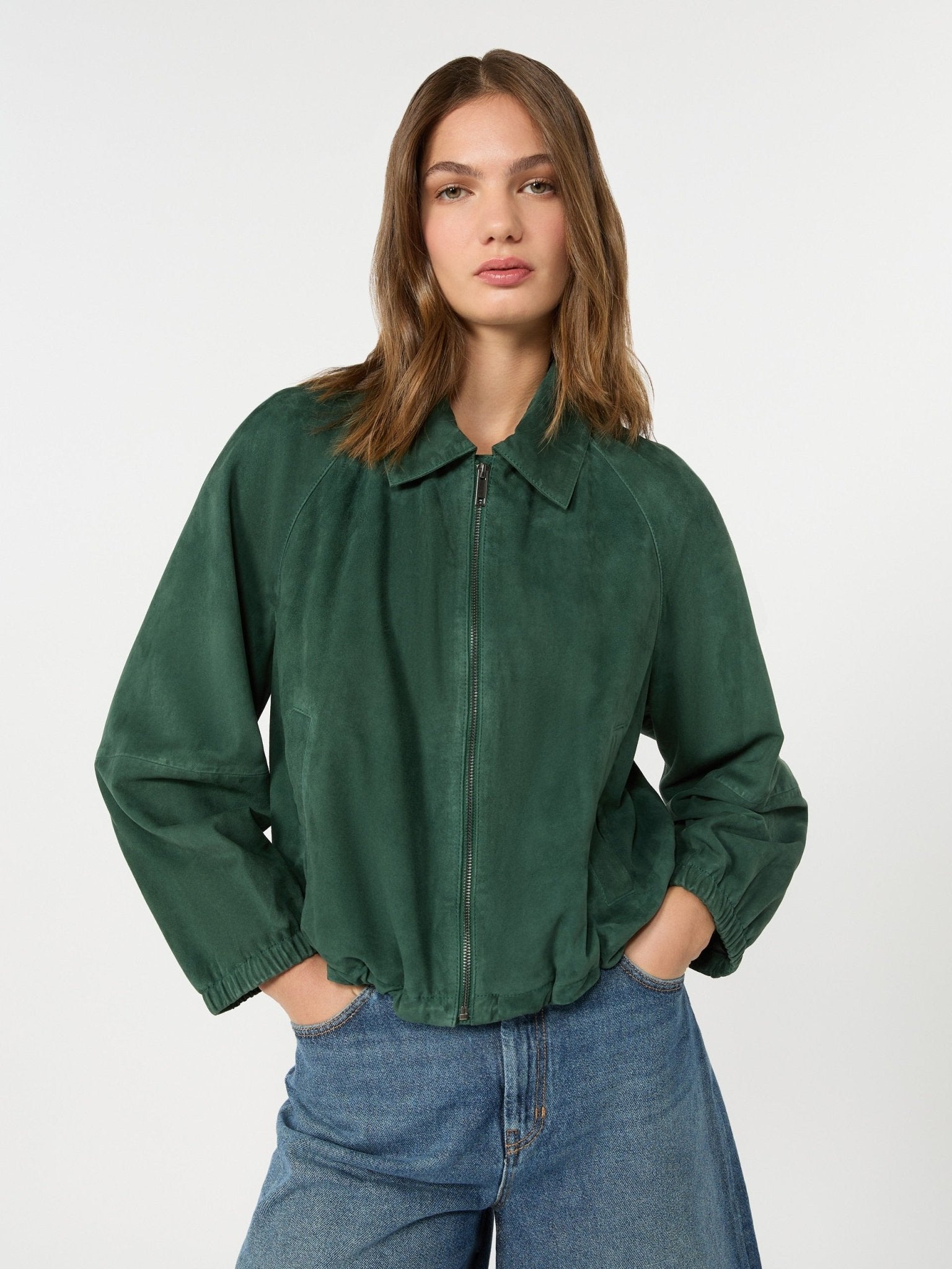 Young Ideas & Henmores - Zuppa Suede Short Jacket - 002 Dark Green - 8