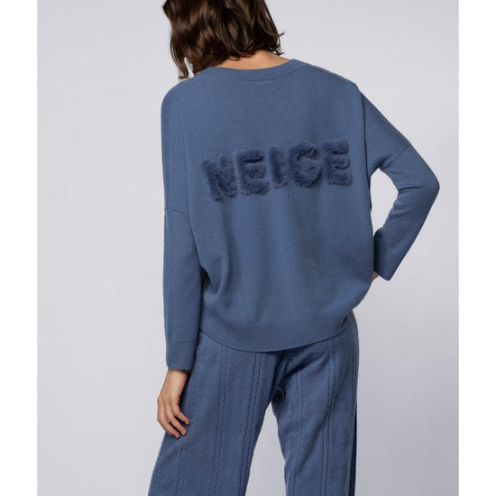 Young Ideas/Henmores - Pacy Neige Detail V Neck Jumper - Ocean Blue - S