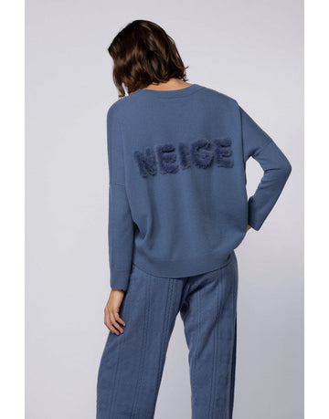 Young Ideas/Henmores - Pacy Neige Detail V Neck Jumper - Ocean Blue - S