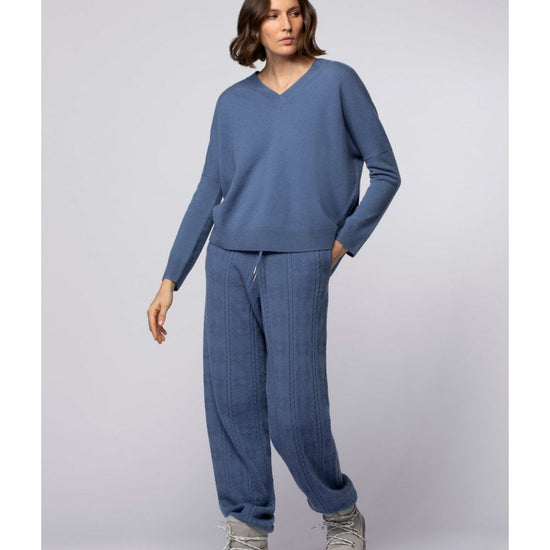 Young Ideas/Henmores - Pacy Neige Detail V Neck Jumper - Ocean Blue - S