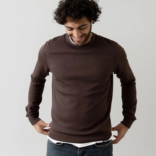 Young Ideas & Henmores -Abel Crew Neck Sweat -591 Chocolate Brown Melange -M