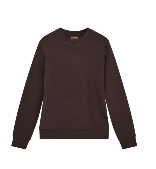 Young Ideas & Henmores -Abel Crew Neck Sweat -591 Chocolate Brown Melange -M