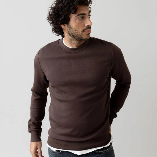 Young Ideas & Henmores -Abel Crew Neck Sweat -591 Chocolate Brown Melange -M
