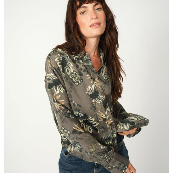 Young Ideas/Henmores - Abina Floro Print Shirt - 836 Dark Green - XS