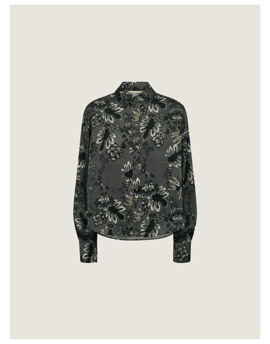Young Ideas/Henmores - Abina Floro Print Shirt - 836 Dark Green - XS