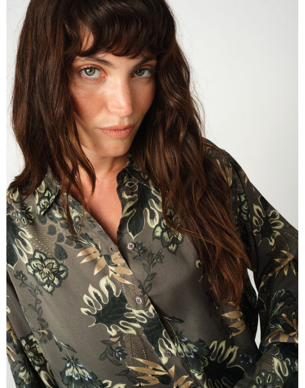 Young Ideas/Henmores - Abina Floro Print Shirt - 836 Dark Green - XS