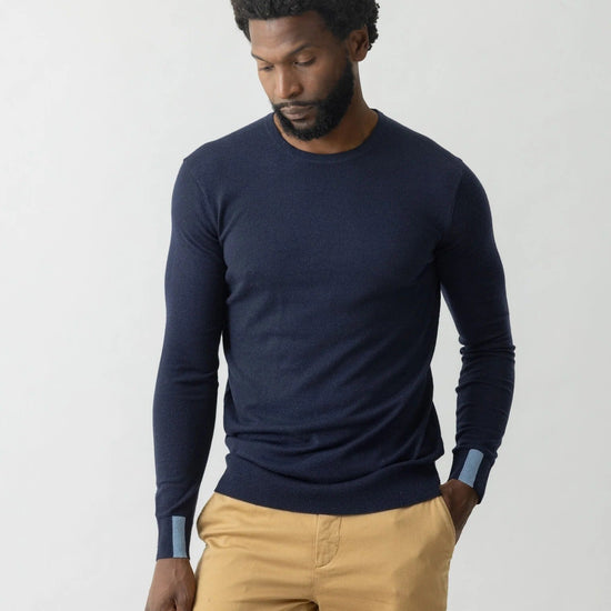Young Ideas & Henmores -Adam Crew Neck Knit -469 Navy -M