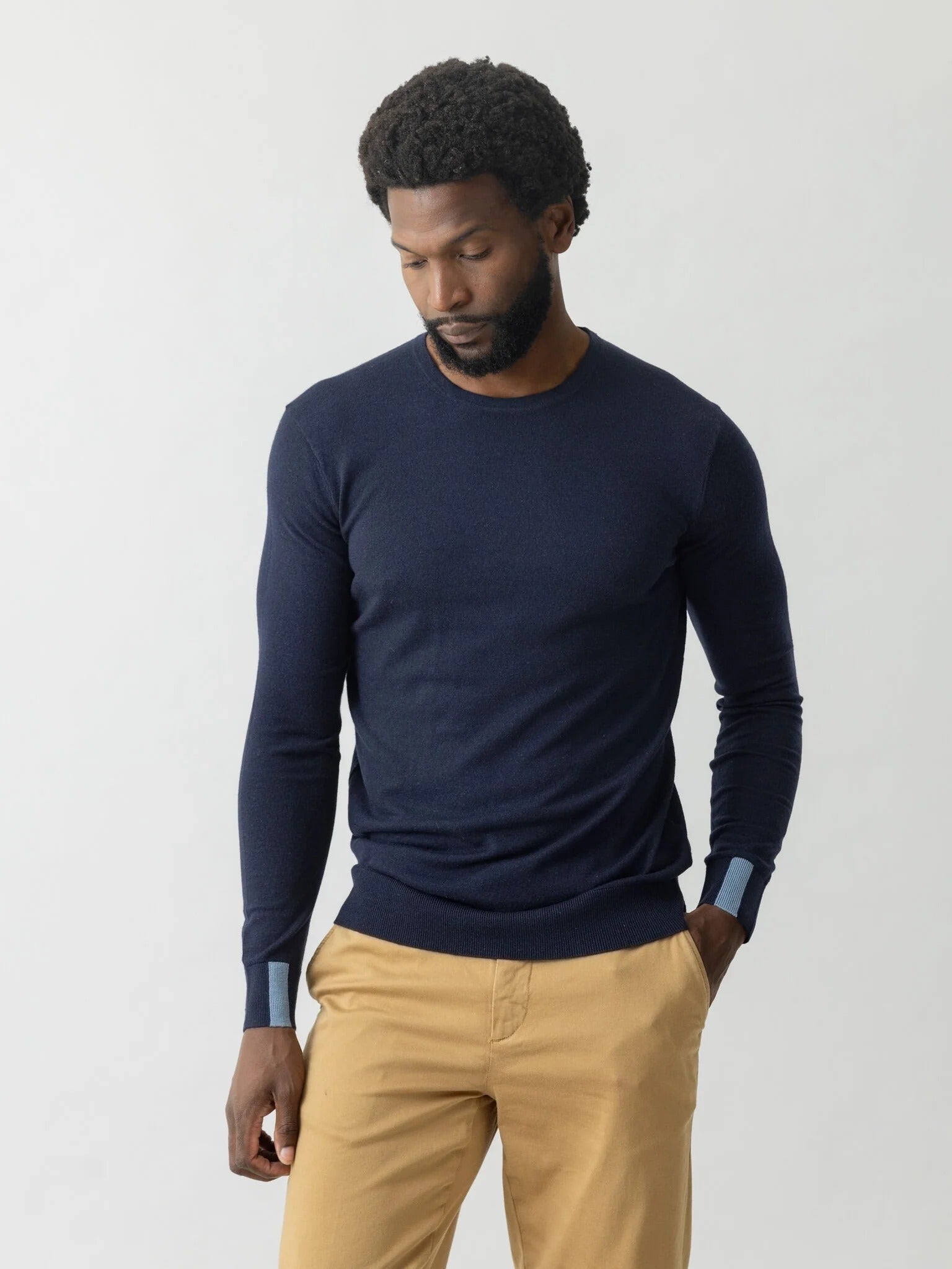 Young Ideas & Henmores -Adam Crew Neck Knit -469 Navy -M