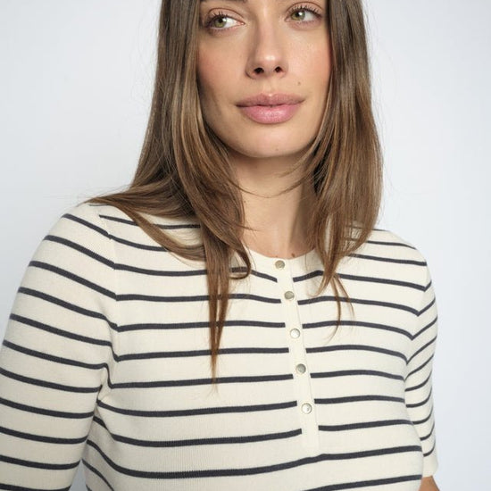 Young Ideas & Henmores -Aliz Caliz Stripe Jersey Top -191 India Ink -XS