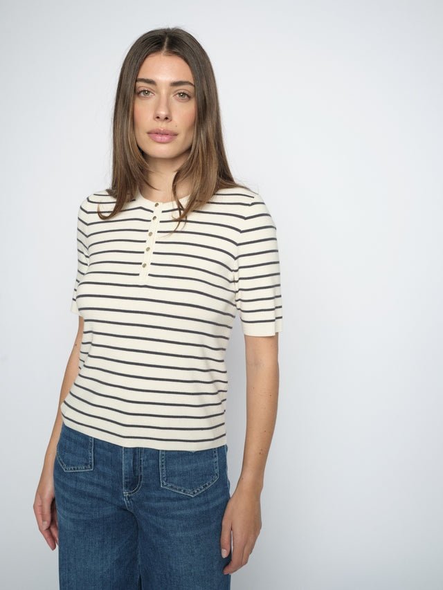 Young Ideas & Henmores -Aliz Caliz Stripe Jersey Top -191 India Ink -XS
