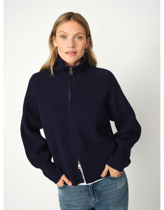 Young Ideas/Henmores - Amity Full Zip Knit - 241 Maritime Blue - XS