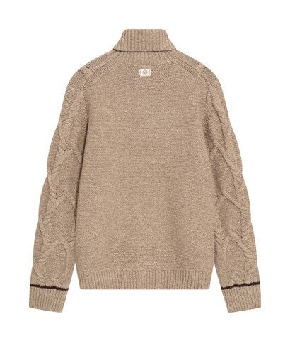 Young Ideas & Henmores -Barnie Cable Knit Roll Neck -677 Incense -M