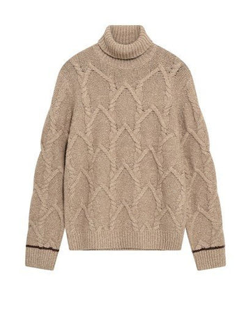 Young Ideas & Henmores -Barnie Cable Knit Roll Neck -677 Incense -M