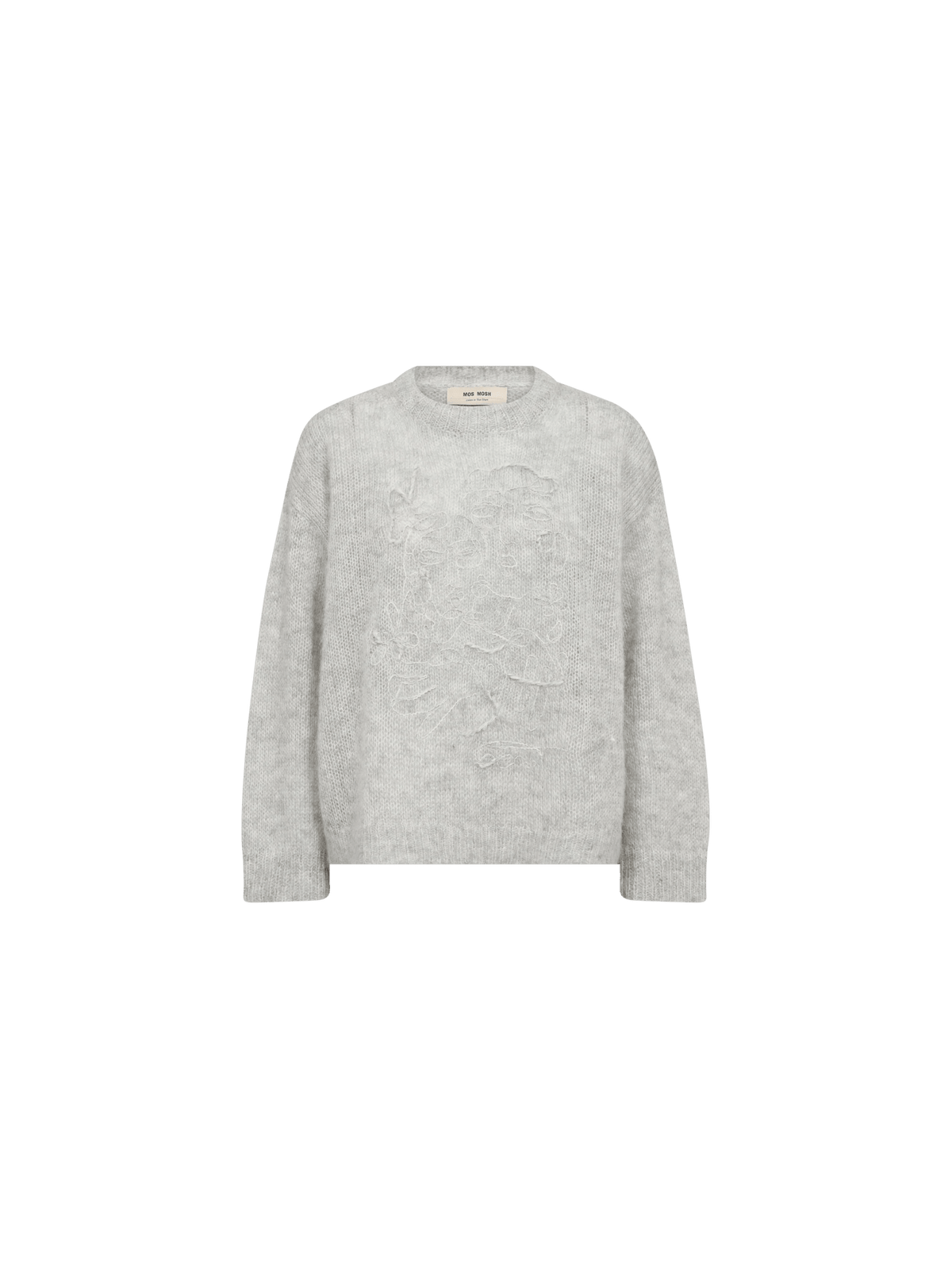 Young Ideas & Henmores -Bernat Aroa Embroidered Jumper -876 Light Grey Melange -XS