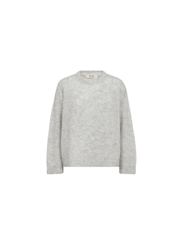 Young Ideas & Henmores -Bernat Aroa Embroidered Jumper -876 Light Grey Melange -XS