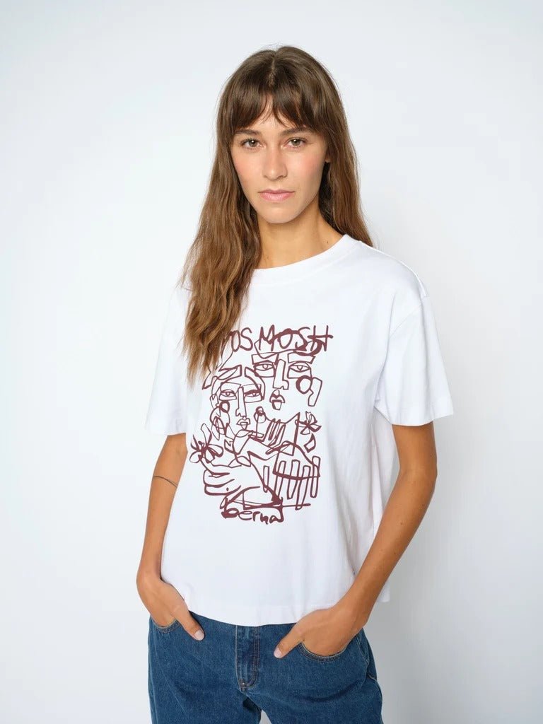 Young Ideas & Henmores -Bernat Crew Neck Graphic T-Shirt -101 White -XS