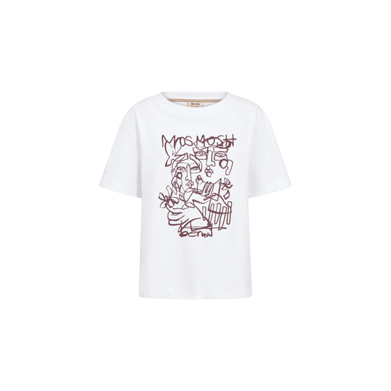Young Ideas & Henmores -Bernat Crew Neck Graphic T-Shirt -101 White -XS