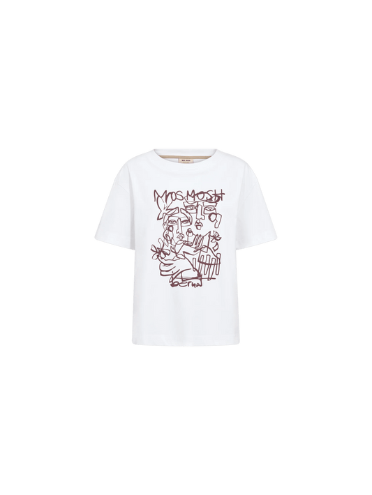 Young Ideas & Henmores -Bernat Crew Neck Graphic T-Shirt -101 White -XS