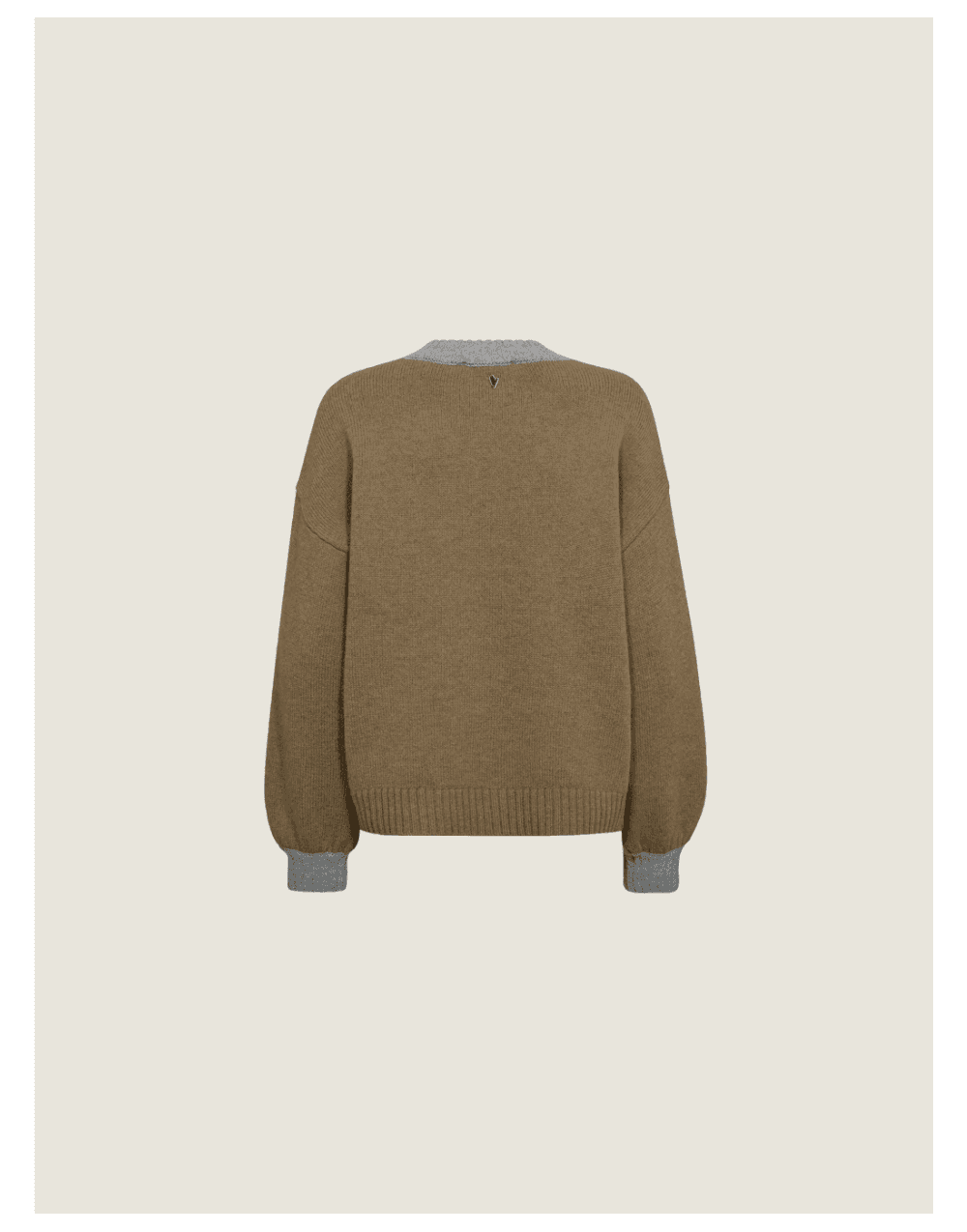 Young Ideas/Henmores - Beth Ottili Contrast V Neck Jumper - 919 Grey Melange Multi - XS