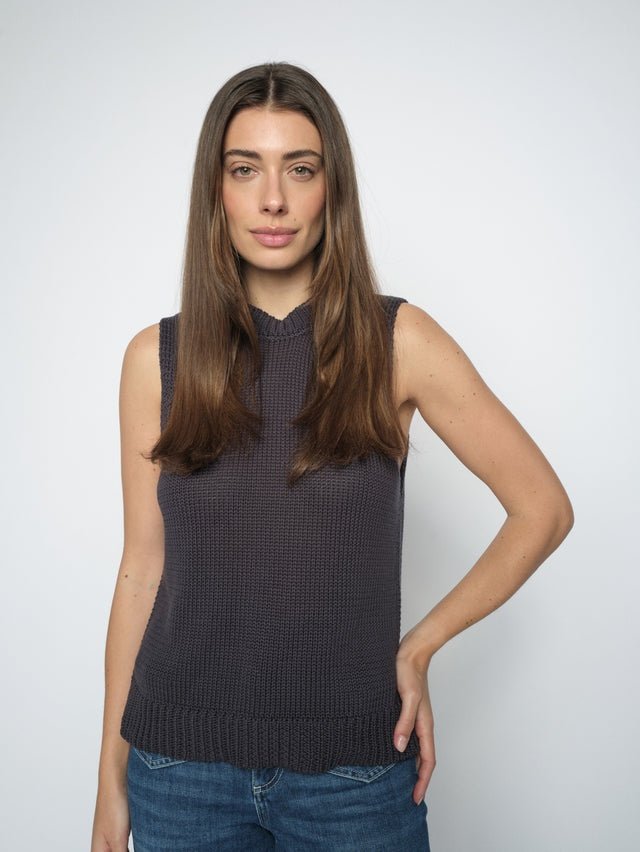 Young Ideas & Henmores -Bine Cotton Sleevless Top -191 India Ink -XS