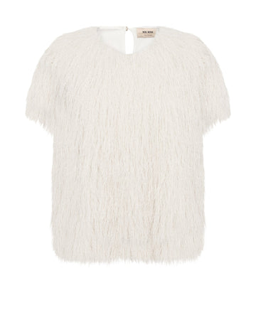 Young Ideas & Henmores -Brim Faux Fur T-Shirt -180 Ecru -L