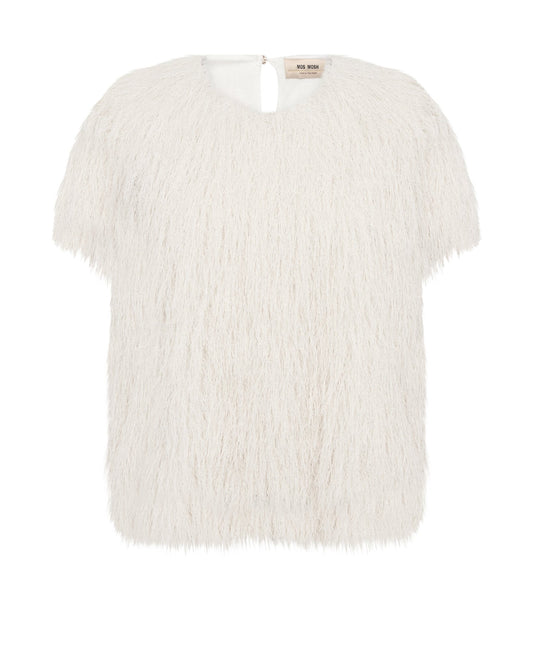 Young Ideas & Henmores -Brim Faux Fur T-Shirt -180 Ecru -L