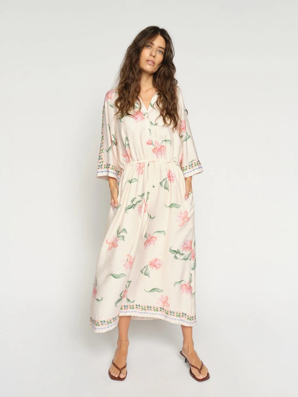 Young Ideas/Henmores - Bunno Big Orchid Dress - 180 Ecru - XS