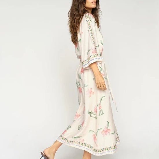 Young Ideas/Henmores - Bunno Big Orchid Dress - 180 Ecru - XS