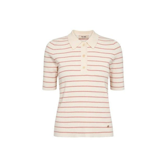Young Ideas/Henmores - Caliz Stripe Ribbed Polo Knit - 166 Peachy - XS