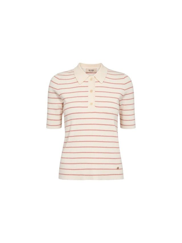 Young Ideas/Henmores - Caliz Stripe Ribbed Polo Knit - 166 Peachy - XS