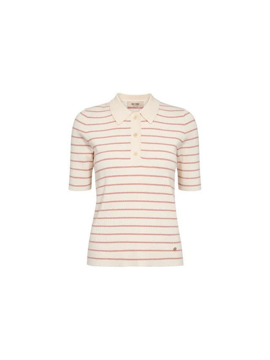 Young Ideas/Henmores - Caliz Stripe Ribbed Polo Knit - 166 Peachy - XS