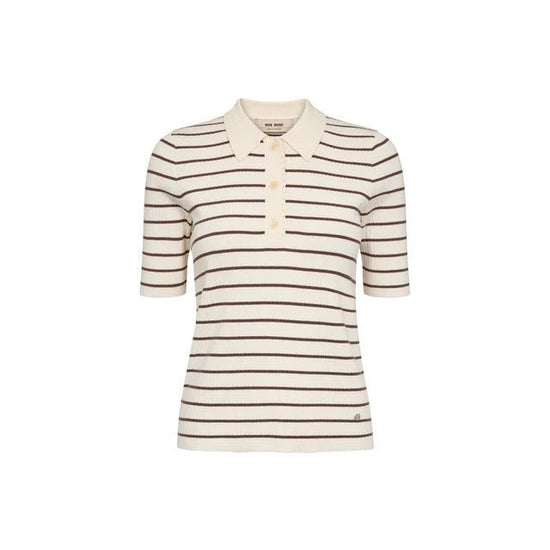 Young Ideas/Henmores - Caliz Stripe Ribbed Polo Knit - 165 Coffee Quartz - XS