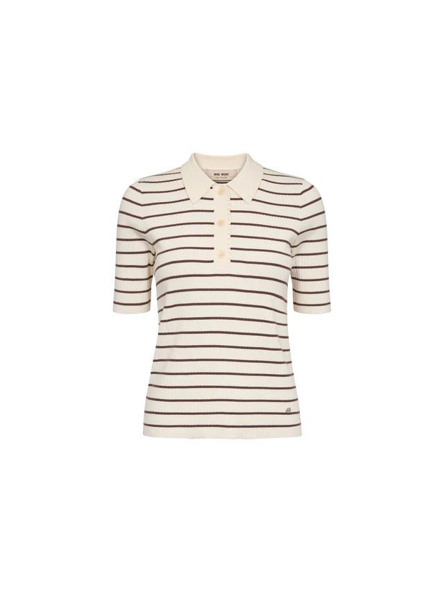 Young Ideas/Henmores - Caliz Stripe Ribbed Polo Knit - 165 Coffee Quartz - XS