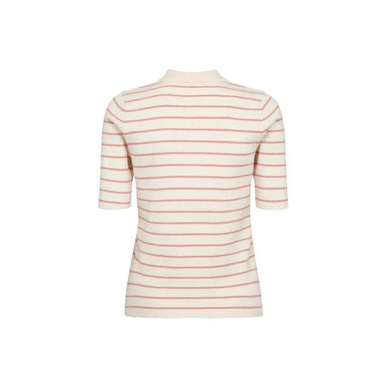 Young Ideas/Henmores - Caliz Stripe Ribbed Polo Knit - 166 Peachy - XS