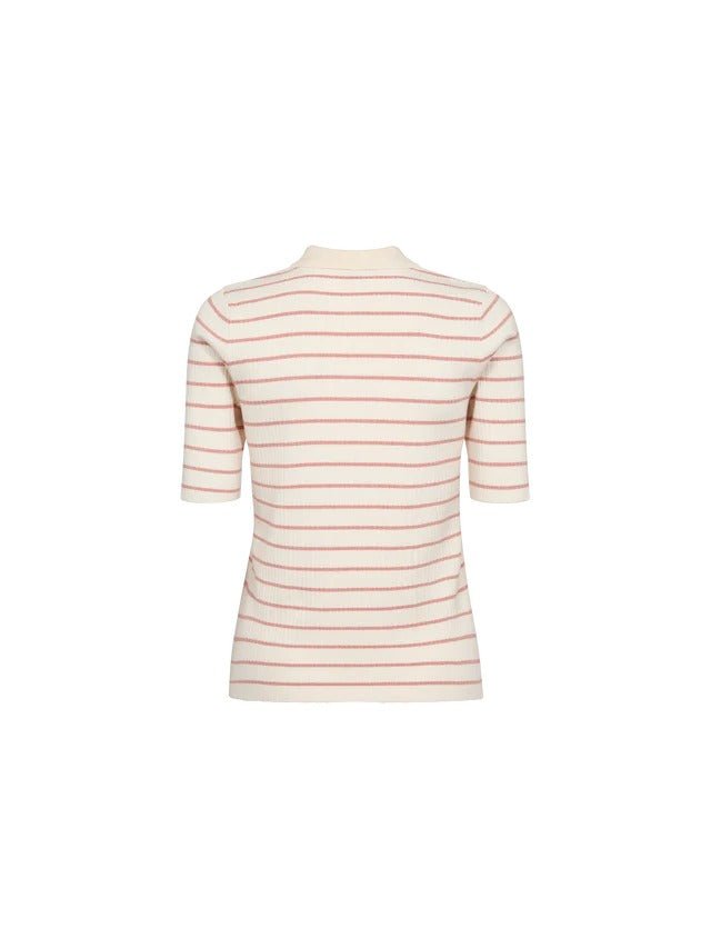 Young Ideas/Henmores - Caliz Stripe Ribbed Polo Knit - 166 Peachy - XS