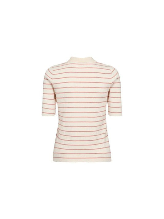 Young Ideas/Henmores - Caliz Stripe Ribbed Polo Knit - 166 Peachy - XS