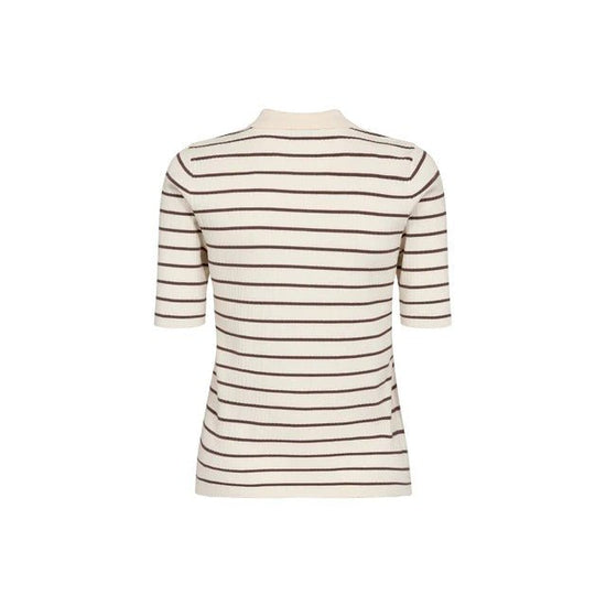 Young Ideas/Henmores - Caliz Stripe Ribbed Polo Knit - 165 Coffee Quartz - XS