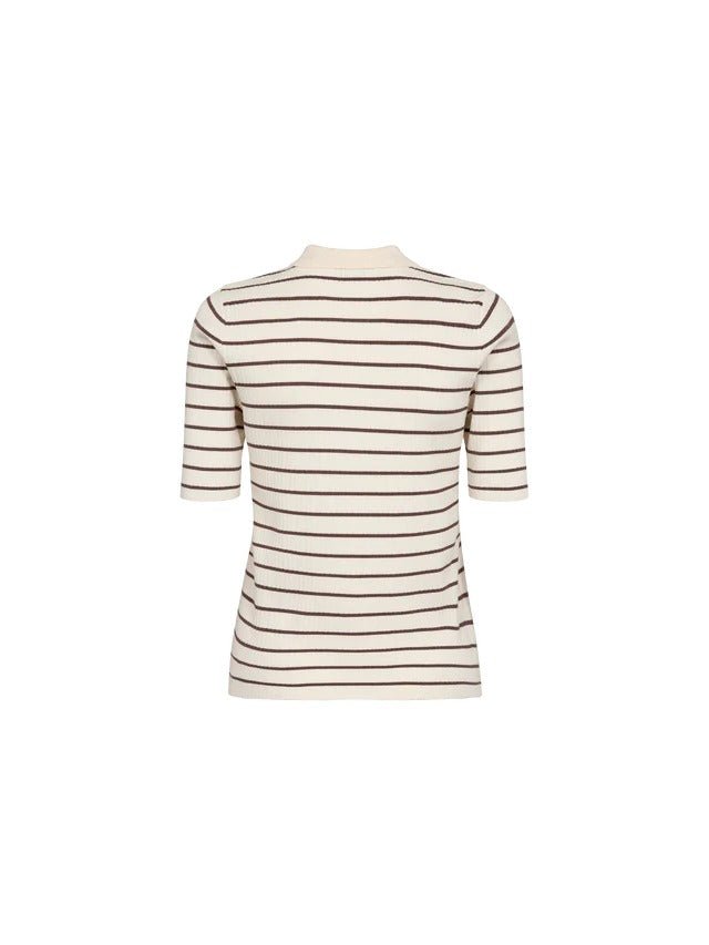 Young Ideas/Henmores - Caliz Stripe Ribbed Polo Knit - 165 Coffee Quartz - XS