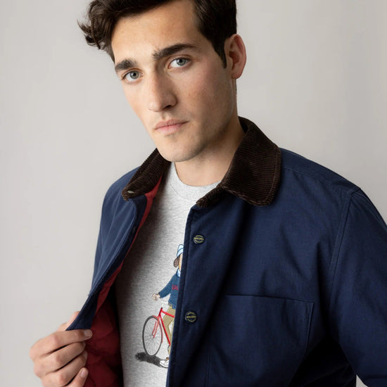 Young Ideas & Henmores -Callum Cord Collar Jacket -468 Salute Navy -M